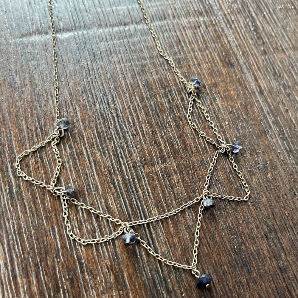 Fancy Silver and Purple Chain Drop Necklace